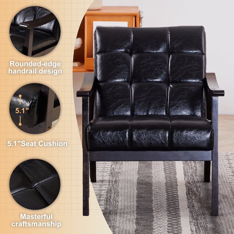 Medieval-inspired Modern Armchair with High back Upholstered Chair, Solid wood legs, Leisure reading chair