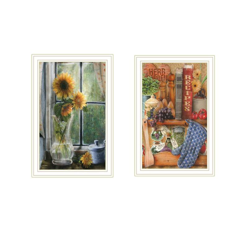 Trendy Decor 4U "Herbal and Floral" Printed Framed Wall Art by Ed Wargo - White - 8.5 x 12.25