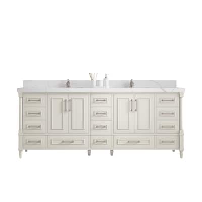 Willow Collections 84 in. W x 22 in. D Aberdeen Double Bowl Sink Bathroom Vanity with Countertop
