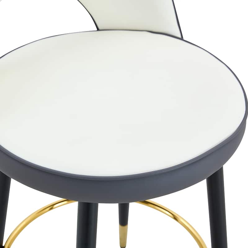 360°Rotatable Bar Chair.Modern Pu Comfortable Upholstered Bar Chair With Smooth And Beautiful Metal Legs.Set Of 2