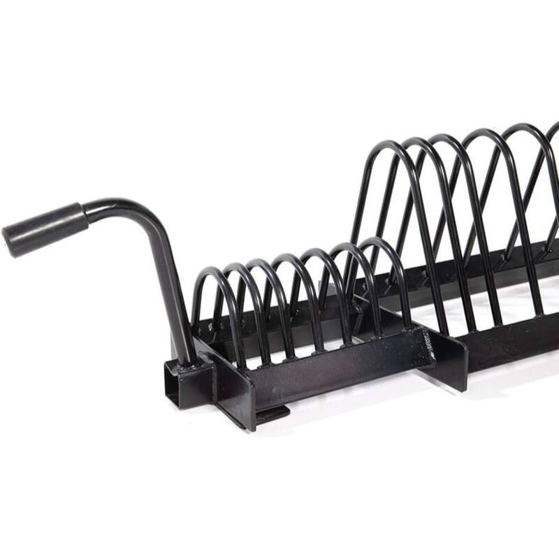 Power Systems Horizontal Plate Rack with Handle & Wheels, 10 Bumper Slots, Portable Weight Rack - Medium - Stainless Steel