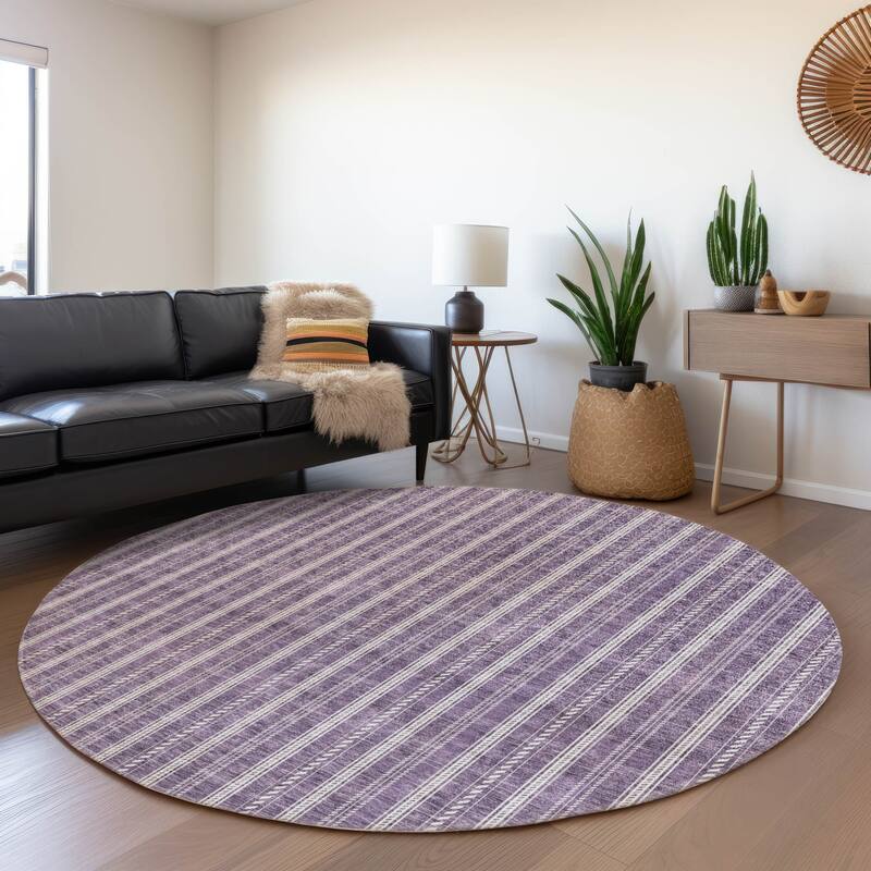 Premium Washable Super Soft Stripe Mayfield Rug - Purple - 8' x 8'