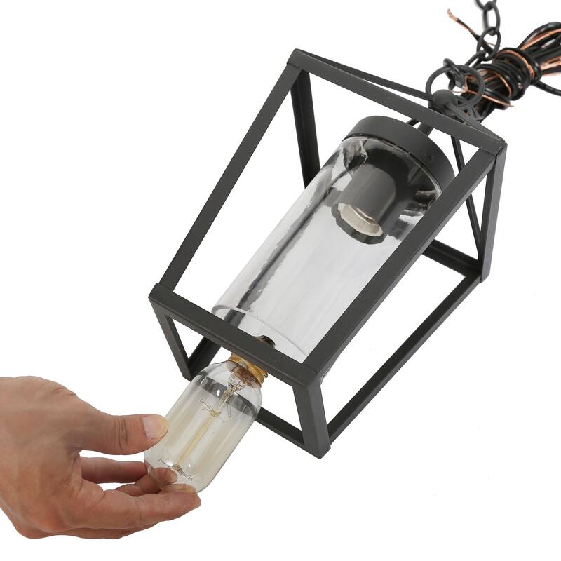 Mufy 1-light Black Lantern Outdoor Hanging Pendant Light Dimmable Exterior Lighting Balcony Porch