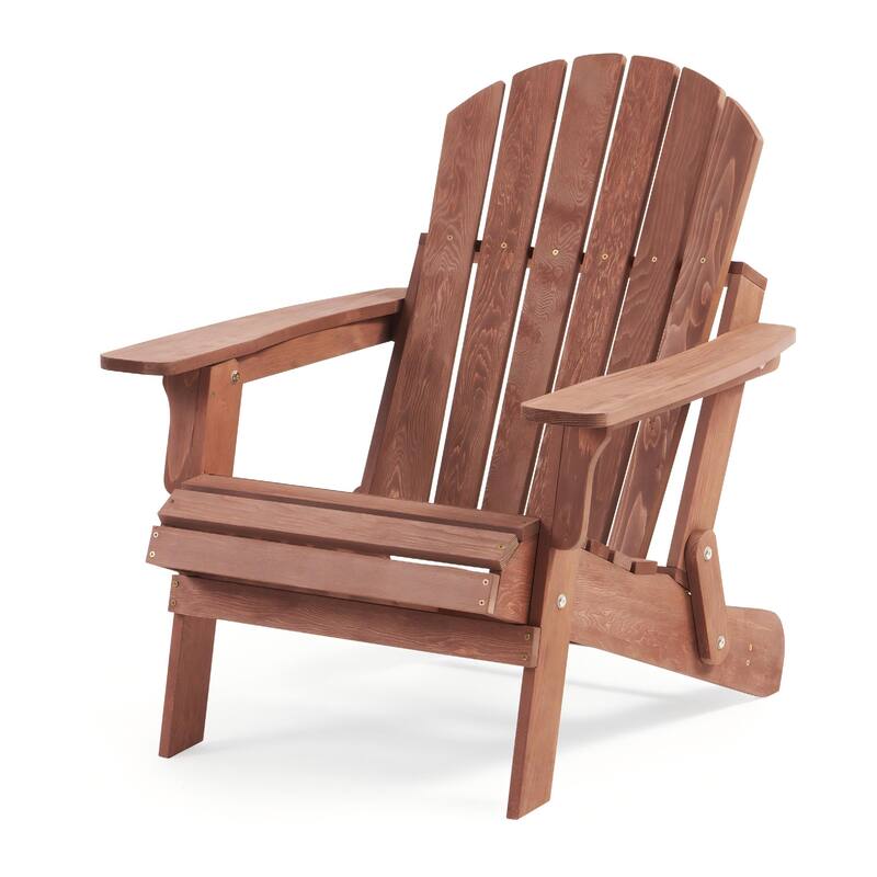 Oversize Wooden Outdoor Folding Adirondack Chair with Pre-Assembled BackRest & SeatBoard, for Garden Pool Deck Firepit