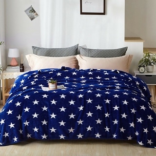 Fleece Plush Blanket King Size Blue Star