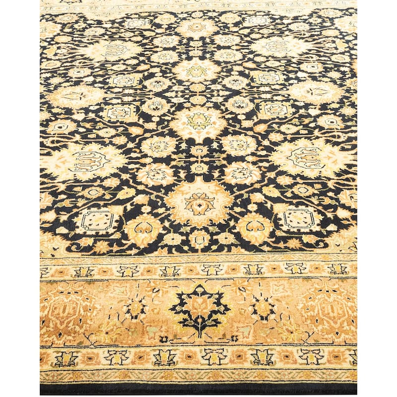 Overton Handknotted Wool Traditional Oriental Black Area Rug - 6' x 9'