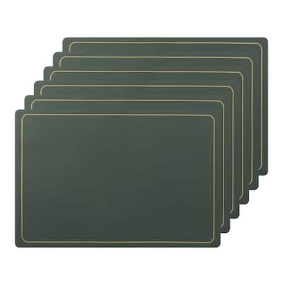 Set of 6 Heat Resistant Modern Faux Leather Placemats for Dining Room - 18x12 Inch