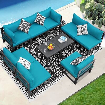 FINCATI Oversized Modular Aluminum Outdoor Furniture Set, 29" Deep Wide Sectional Seating Aluminum Patio Set with Coffee Tables