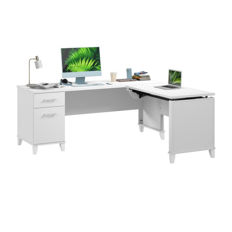 Somerset 72W 3 Position Sit to Stand L Shaped Desk by Bush Furniture - White