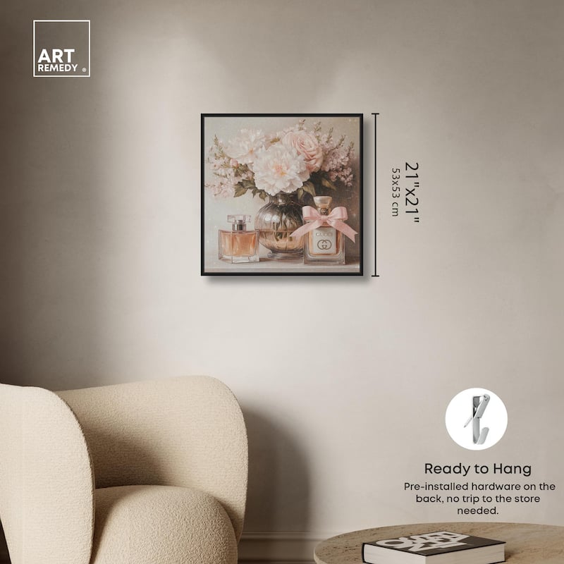 Peach Perfume Flowers in Vase Canvas by Art Remedy