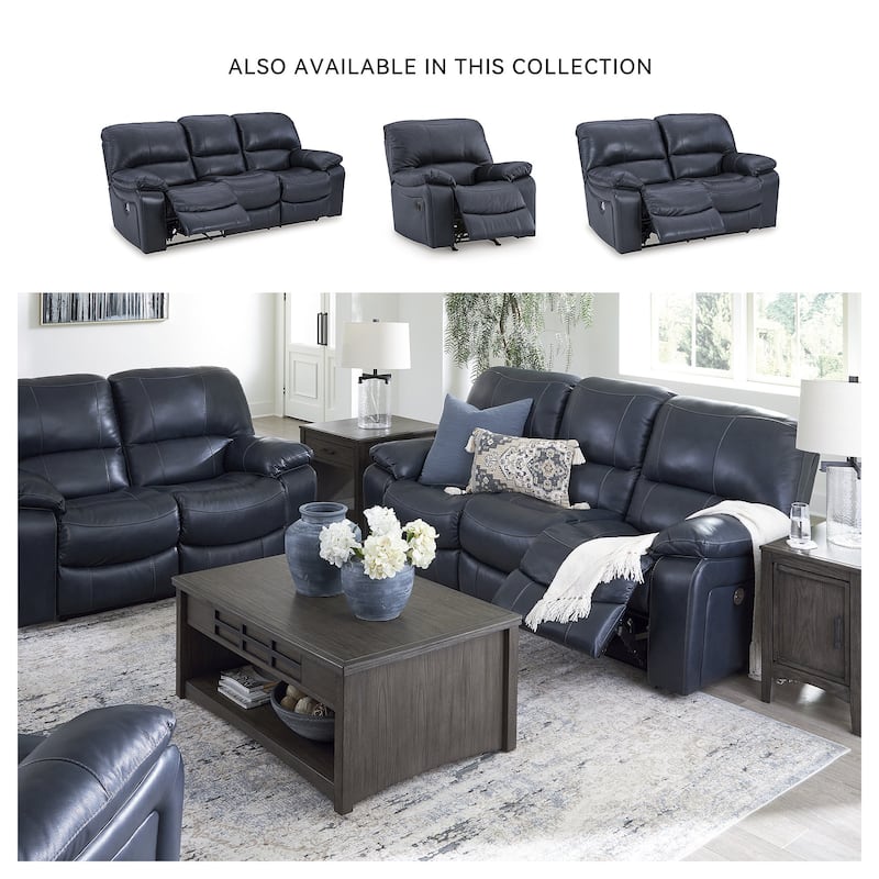 Signature Design by Ashley Leesworth Blue Power Reclining Sofa - 88"W x 41"D x 41"H