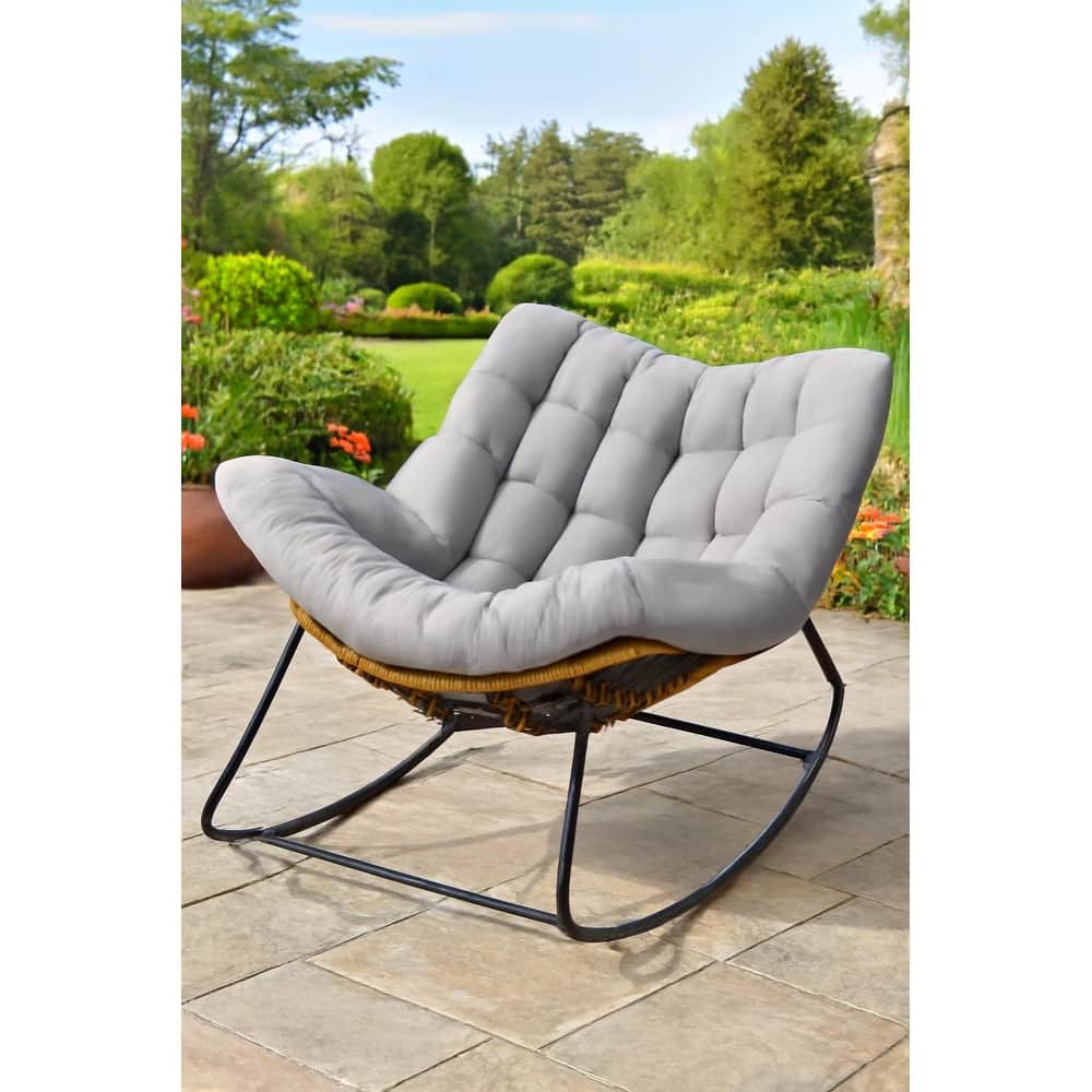 Oversized Outdoor Rocking Papasan Chair with Cushion