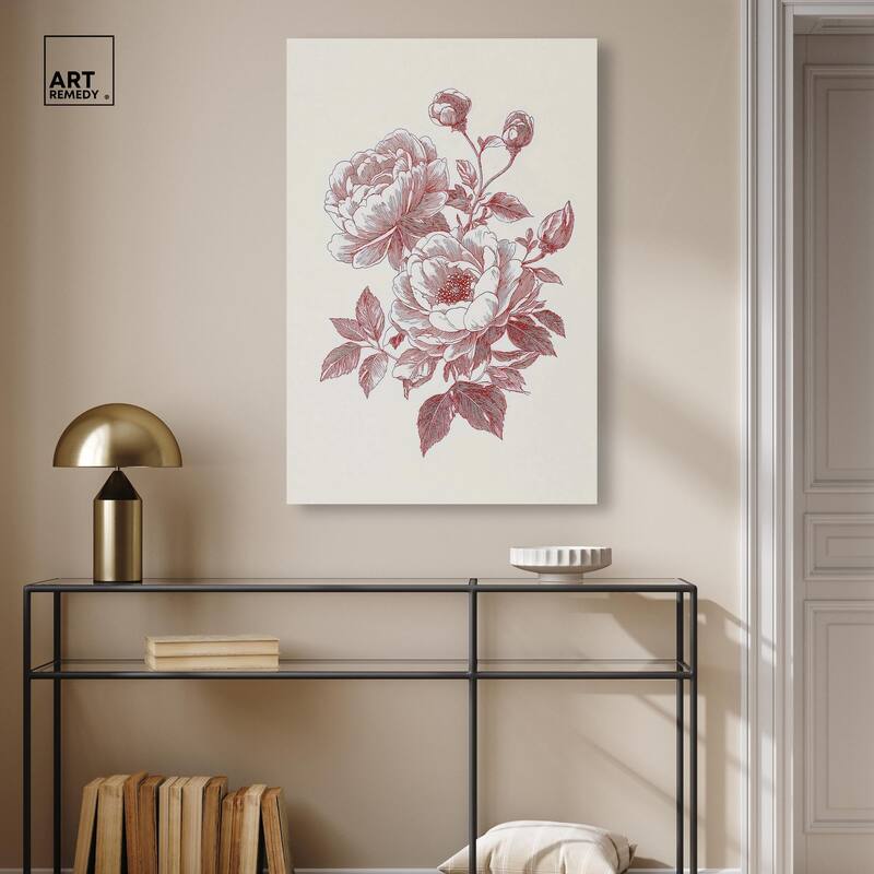 Breezy Red Pencil Blooms Canvas by Art Remedy, Gallery Wrapped