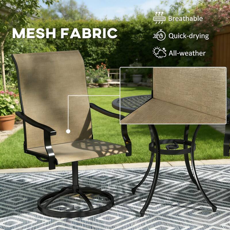 GDFStudio - Nathan Outdoor Dining Swivel Chairs Crafted for Elevated Comfort and Easy Movement