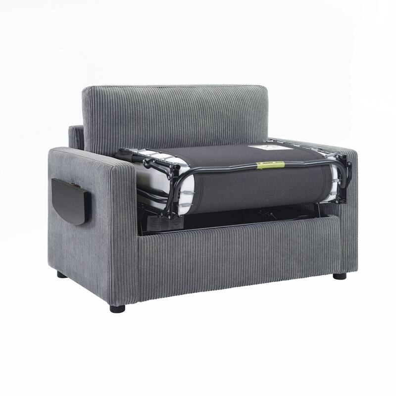 Sleeper Sofa Loveseat Sofa with a Foldable Mattress and Storage Pocket and Two USB Ports - 2 Seat