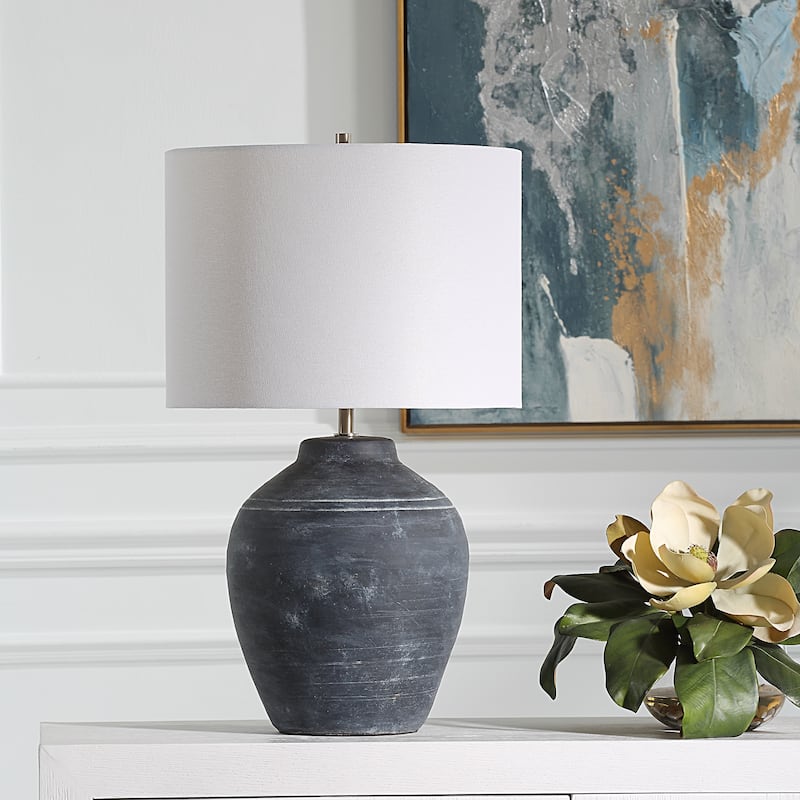 Porch & Den Weathered Black Ceramic Table Lamp