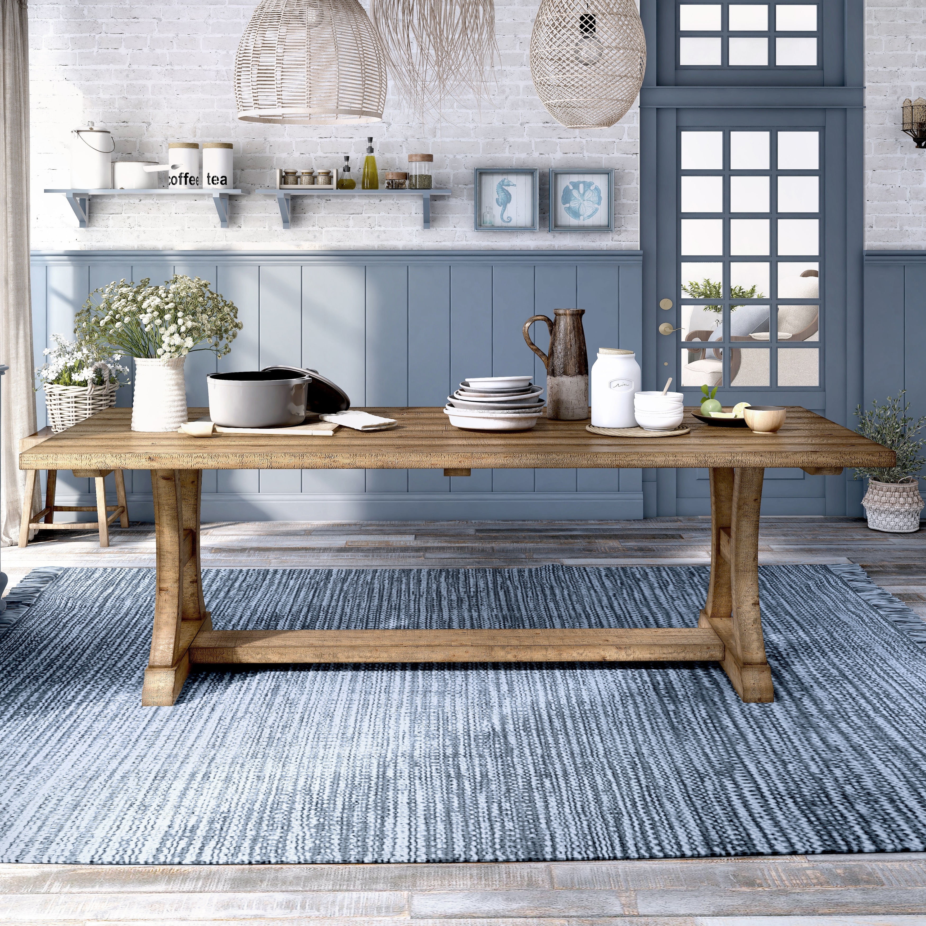 Furniture of America Sail Rustic Pine Solid Wood Dining Table