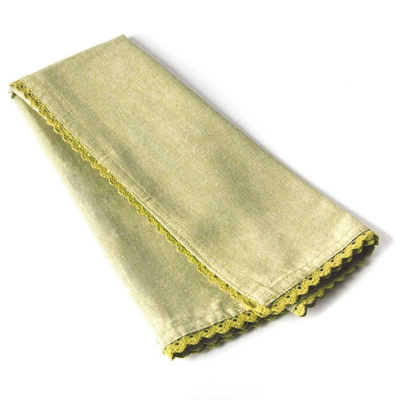Cottage Home Olive Cotton Lace 20 x 28 Inch Tea Towel Two Piece Set - 20 x 28 - Set of 2