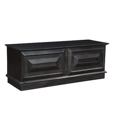 Carved Storage Ottoman with Solid Wood Frame