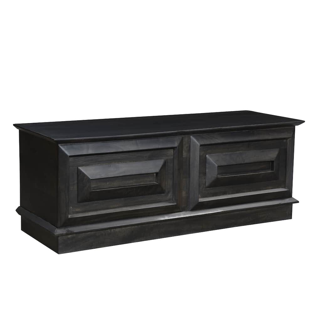 Carved Storage Ottoman with Solid Wood Frame