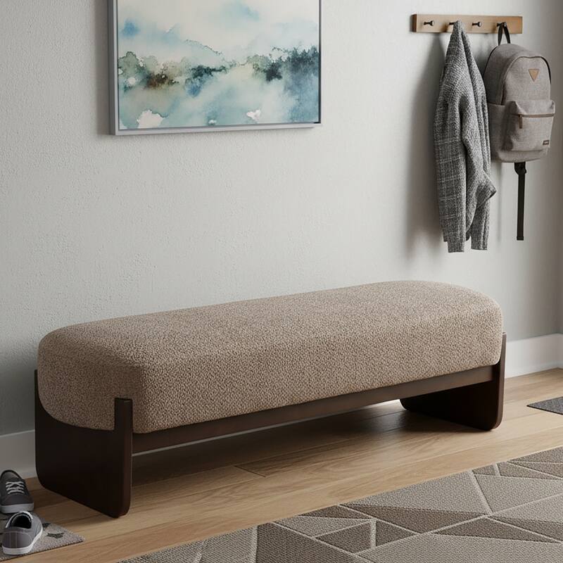 Christopher Knight Home - Havenport Modern Upholstered Bench with Textured Loop Yarn Fabric - Brown