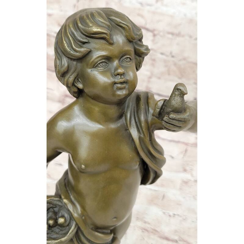 Hot Cast Bronze Clical Young Boy Cherub Angel Bronze Statue Sculpture By Moreau