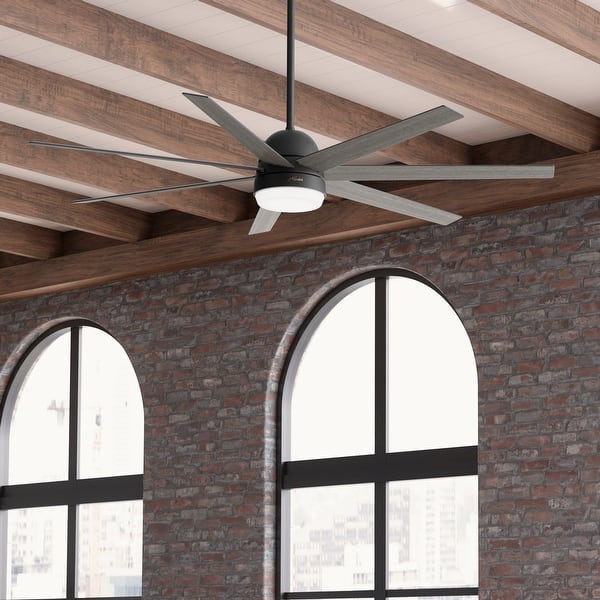slide 2 of 31, Hunter 70" WiFi Phenomenon Ceiling Fan with LED Light, Wall Control - Windmill - SMART FAN - ENERGY STAR! Matte Black