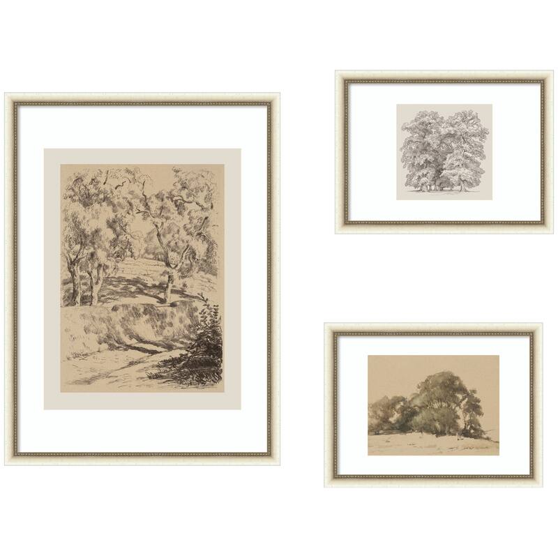 Kate and Laurel Sketches of Nature by Fry, Becker & Bosboom 3 Piece Framed Wall Art Print Set by Nostalgia Prints - 3 Piece Set 25x33/14x19/15x19