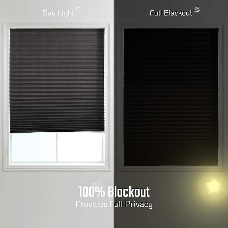 Cut-at-Home Cordless 100% Blackout Cellular Fabric Pleated Window Shade Pull-Down Blind for Home