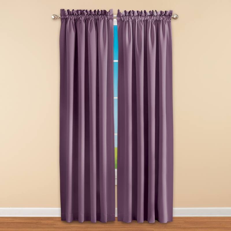 Madison Room-Darkening Solid Color Curtains - Plum - 54" x 84" - 84 Inches