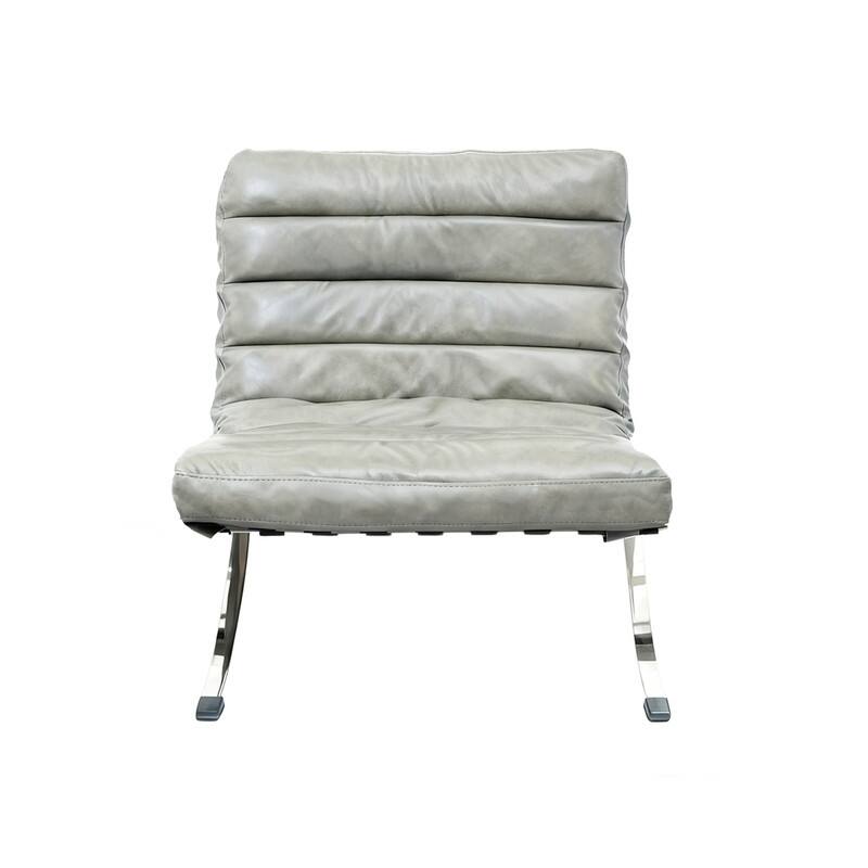 Mid Century Tufted Top Grain/ Faux Leather Upholstered Lounge Chair