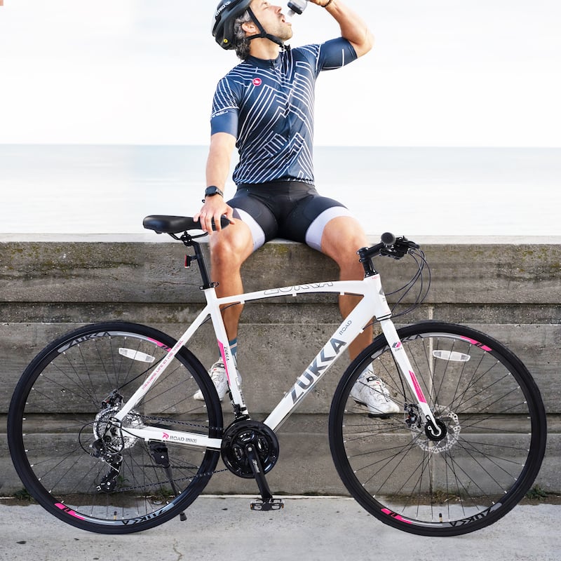 24-Speed Hybrid Road Bike with Disc Brakes, 700C Aluminum Alloy Frame, Shimano Gears, Lightweight City Bicycle