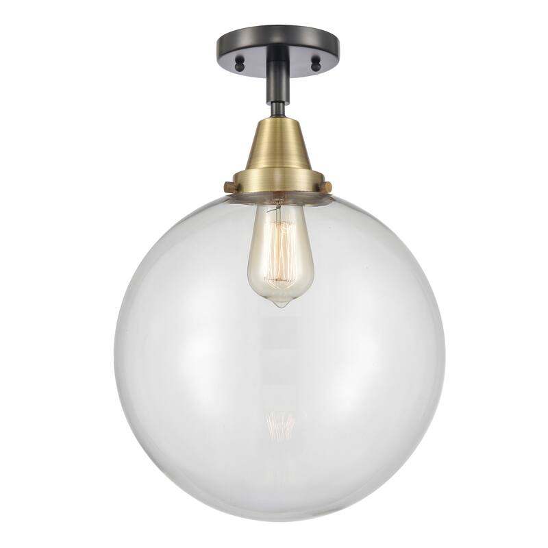 Innovations Lighting Caden Beacon - 1 Light 12" Flush Mount - Clear/Black Antique Brass