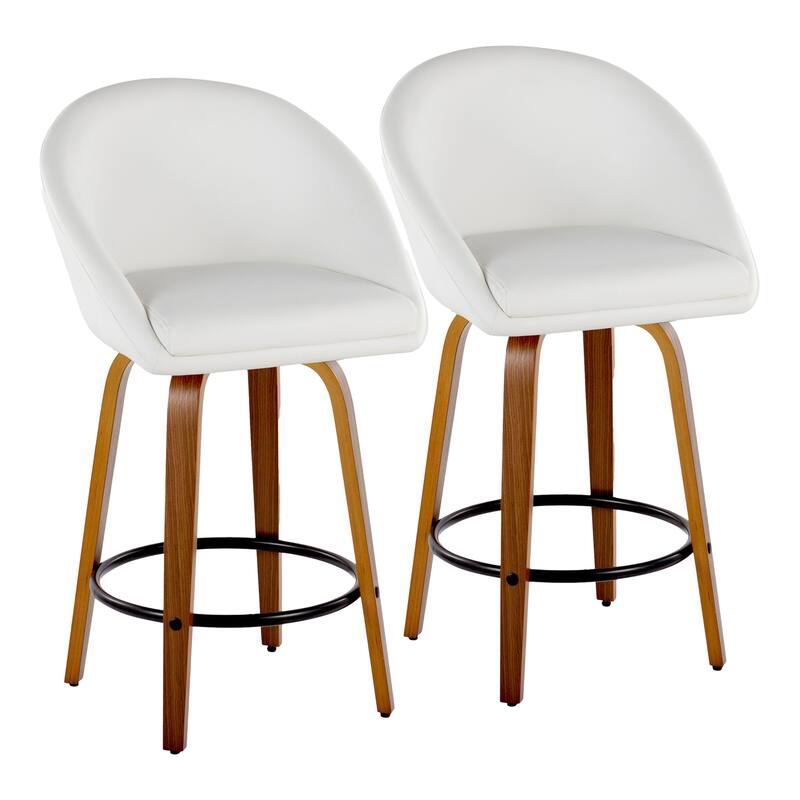 Carson Carrington Livesey High Back 26" Fixed-Height Counter Stool with Bent Wood Legs & Round Footrest (Set of 2)