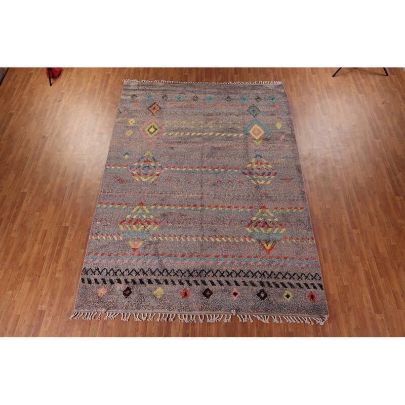 Geometric Plush Moroccan Oriental Area Rug Handmade Wool Carpet - 8'11" x 12'5"