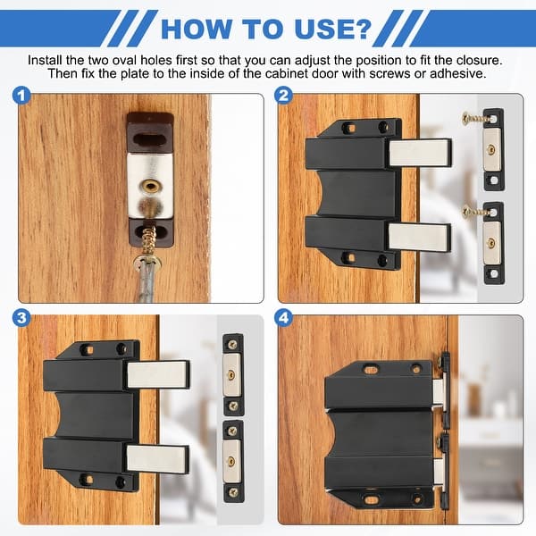 Brown Magnetic Touch Latch For Big Cabinets – 2-Pack, Push-to-Open, No Knob Needed