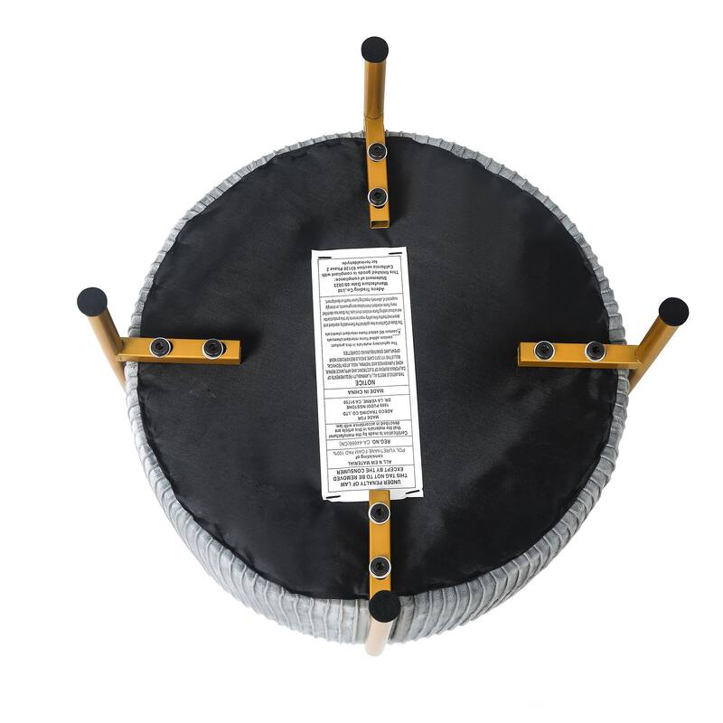 Adeco Round Ottoman 16.5" Foot Rest Stool with Metal Legs