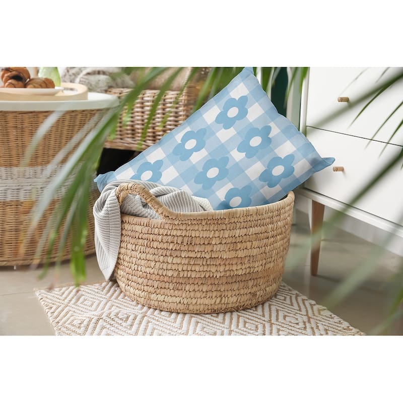 Flowers on Gingham Decorative Throw Pillow