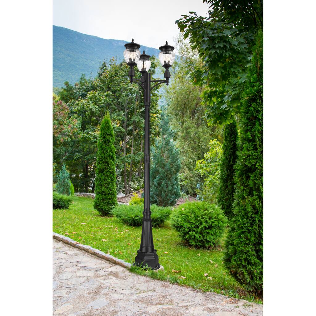 Davina 3 Light Outdoor Post Mounted Fixture in Black