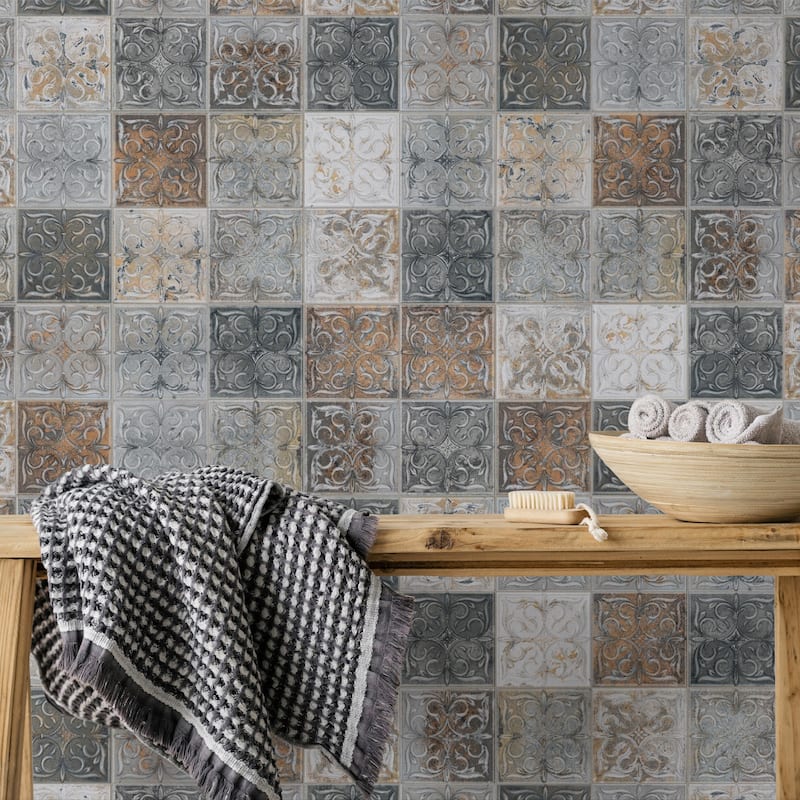 Merola Tile Antigua Lis Mix 13" x 13" Porcelain Wall Tile - Sample swatch