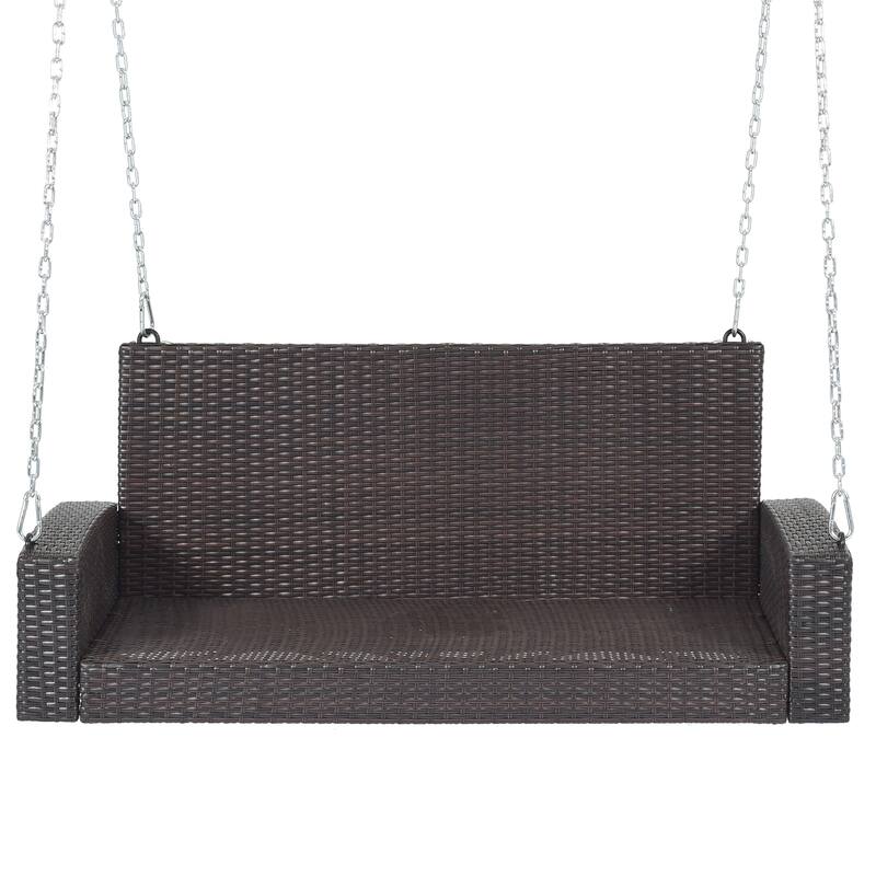 Wicker Porch Swing for 2 with Includes Cushion and Pillows, 500lb Capacity Rust-Proof Chains