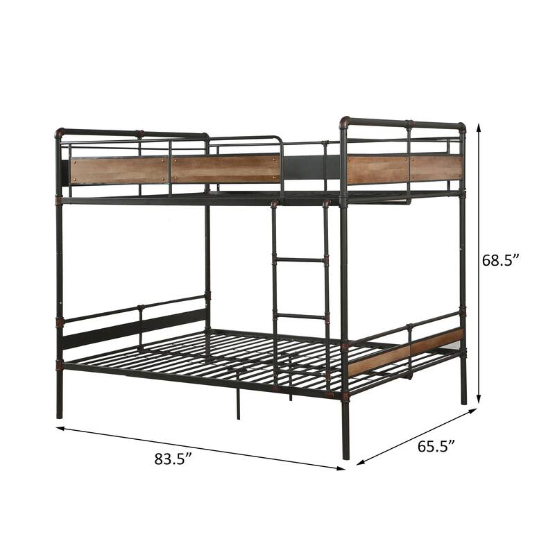 Merklee Sandy Black and Dark Bronze Queen over Queen Bunk Bed