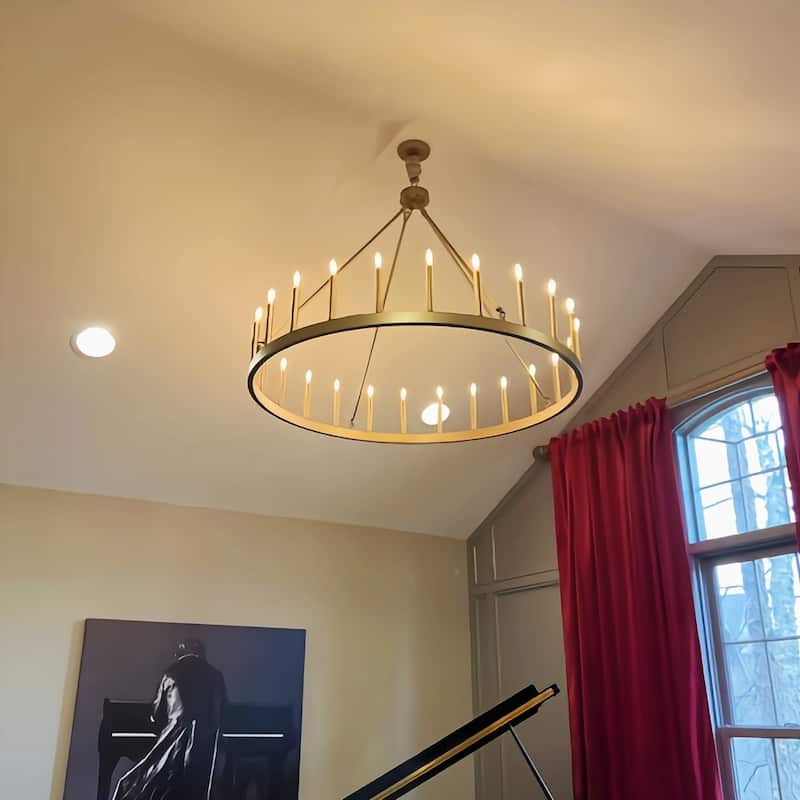 Acroma 24-light 47In Modern Farmhouse Large Wagon Wheel Chandelier
