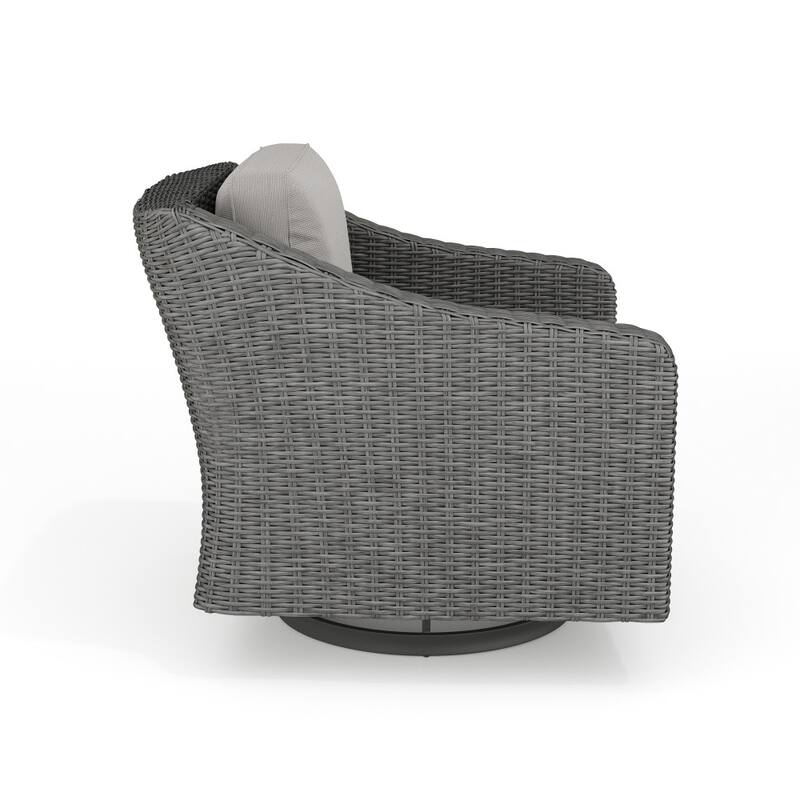 Martha Stewart Outdoor Rattan Wicker Swivel Chair with All-Weather Cushions - 34"D x 32"W x 30"H