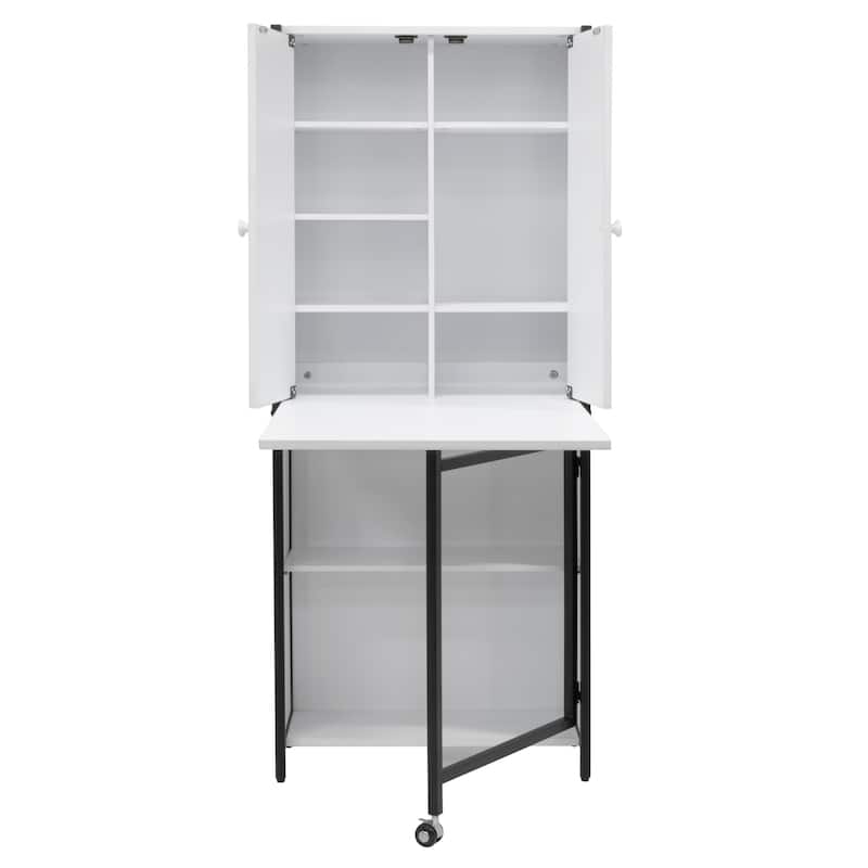 Craft Armoire with Folding Desktop for Crafts, Sewing, Home or Office