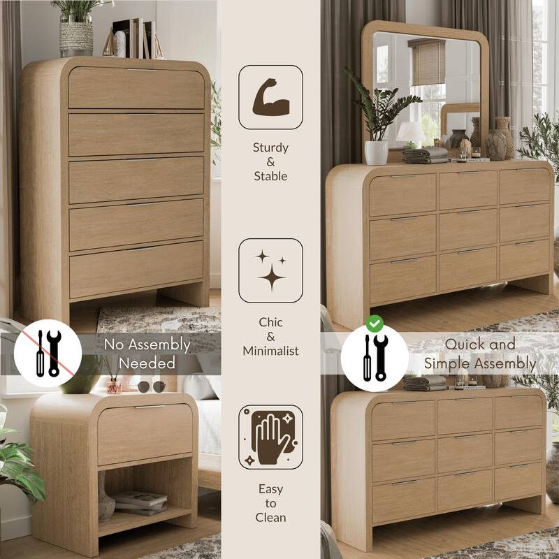 Furniture of America Elowyn 6-Piece Natural Wood Panel Bedroom Set