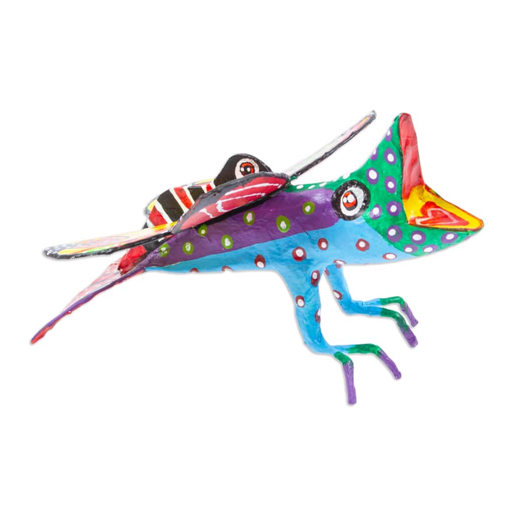 Novica Handmade Colorful Butterfly Papier Mache Alebrije Sculpture