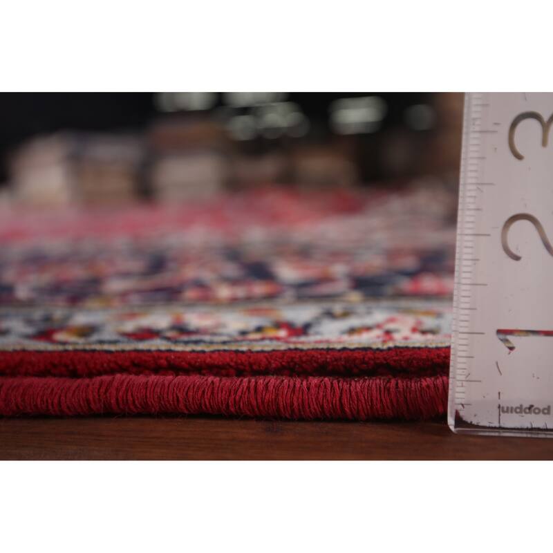 Floral Red Kashan Turkish Rug Dining Room Machine-Made Carpet - 9'7" x 12'9"