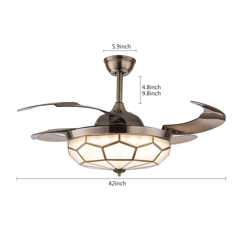 42'' Tiffany Style Classic Ceiling Fan Light with Remote - 42 Inches