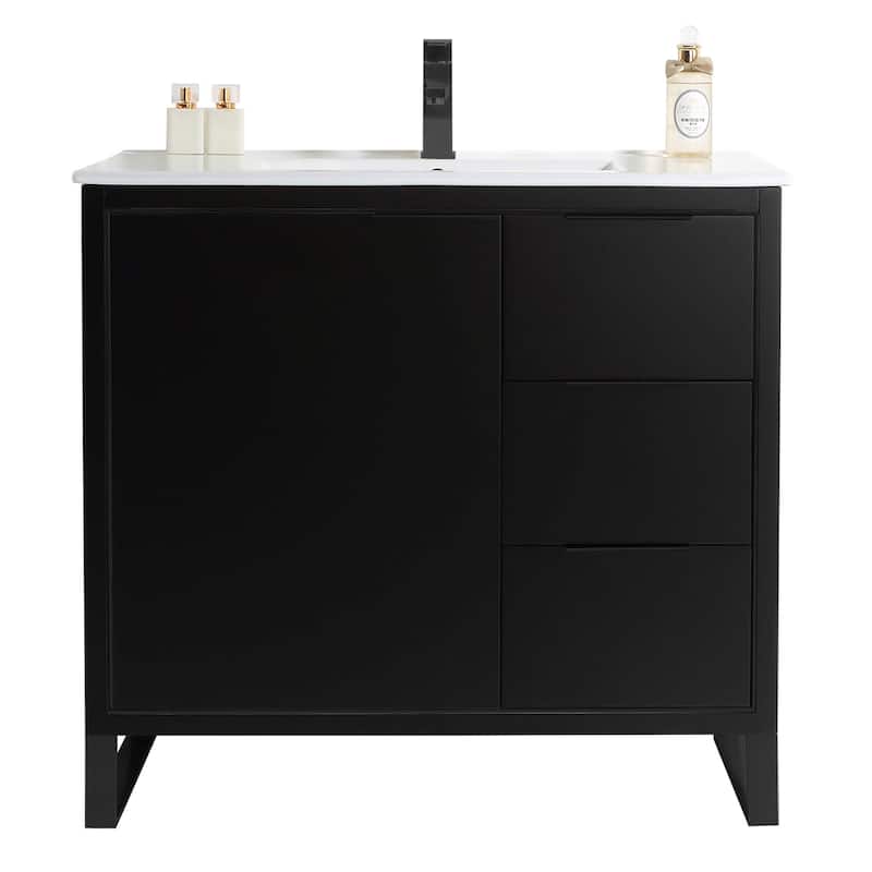 Fine Fixtures Opulence Collection Bathroom Vanity with White Ceramic Sink